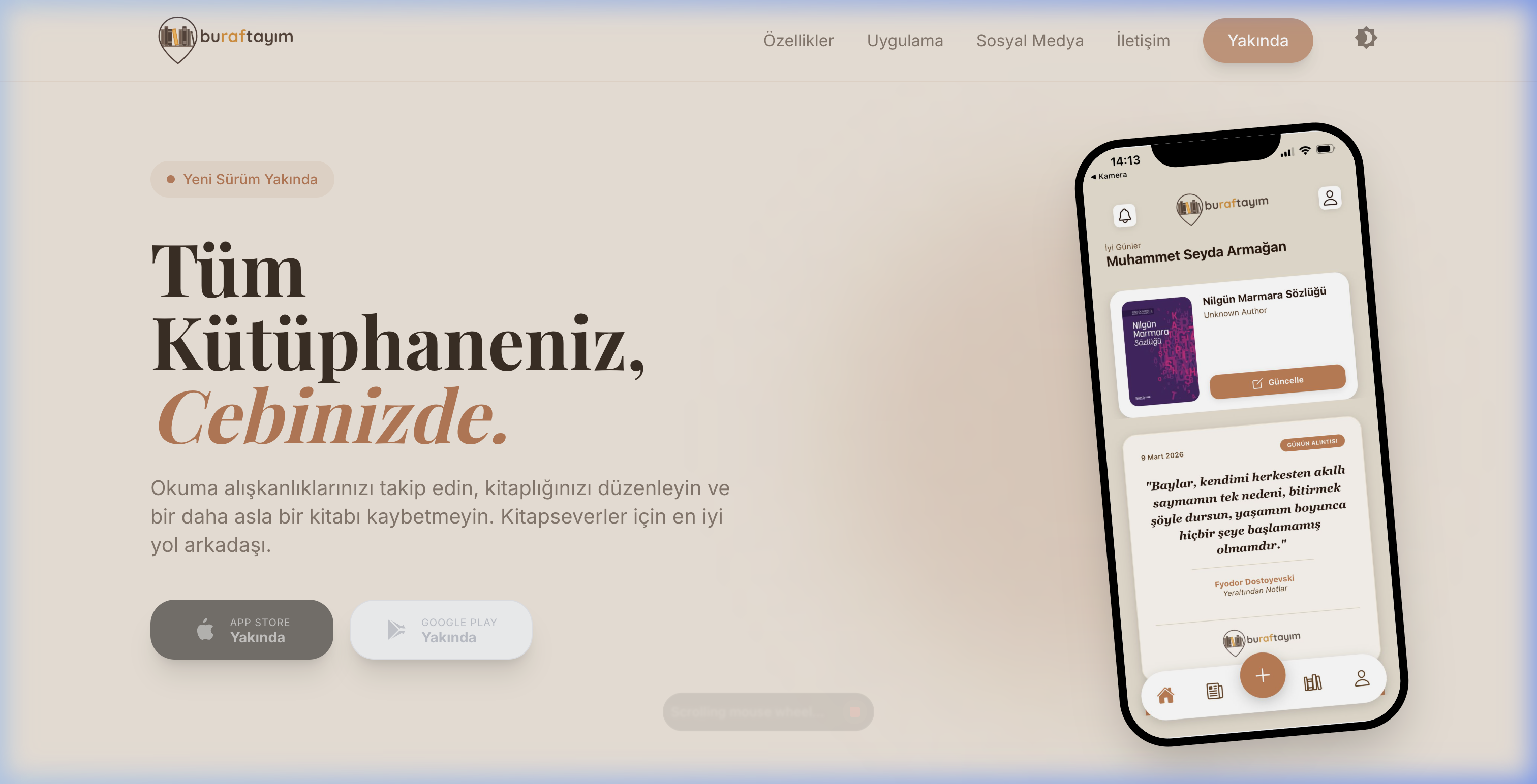 Buraftayım — Mobil Uygulama Landing Page
